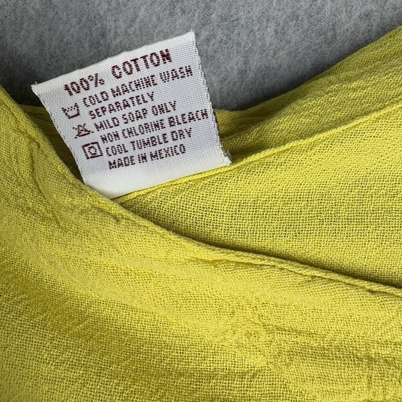 Oh My Gauze Top Women's 3 Yellow Asymetric No Size Tag Check Boho Lagenlook - Picture 9 of 10